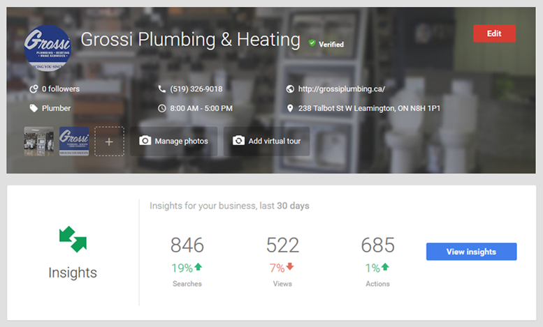 Plumbing Company Google My Business SEO Results
