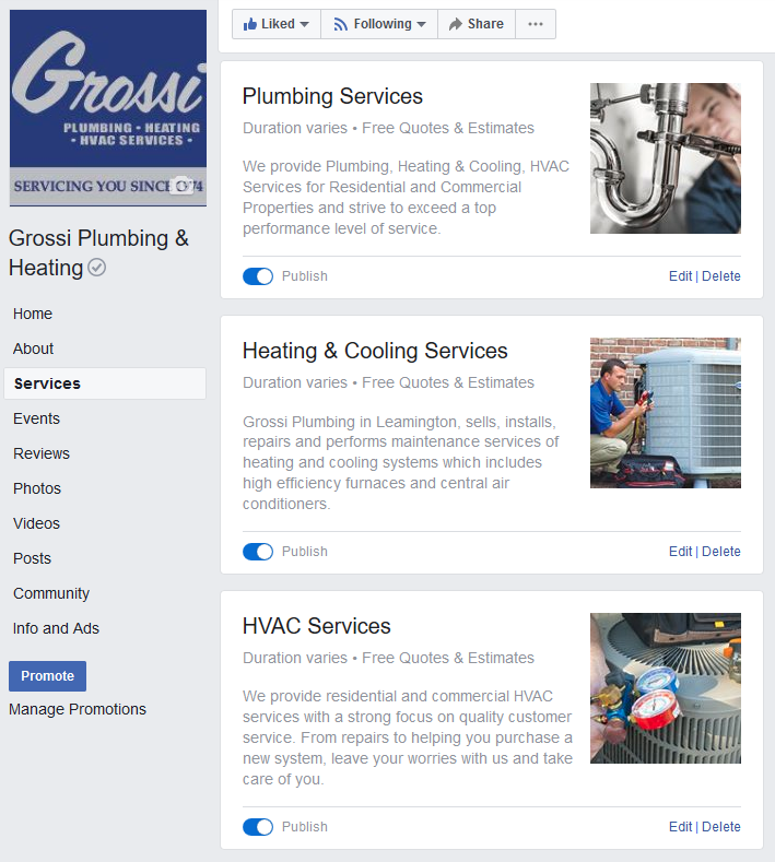 Plumbing Services Facebook
