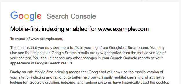 Mobile First Indexing